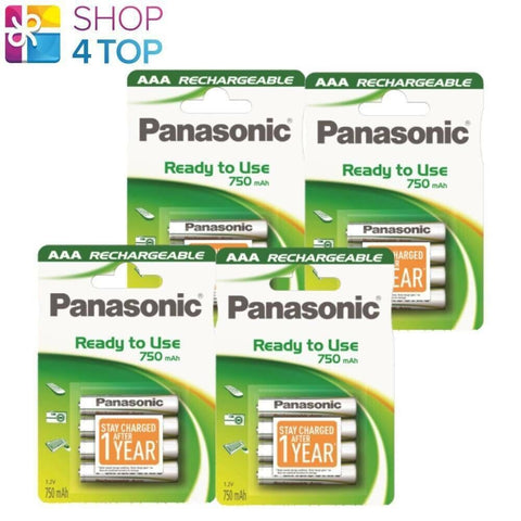 16 Panasonic Rechargeable Aaa Ready To USe Batteries 750Mah Nimh 1.2V 4Bl NEW