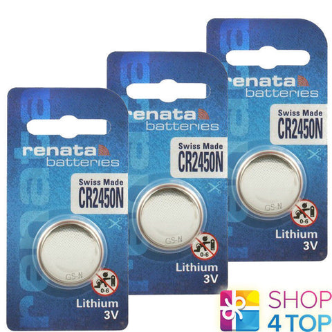 3 Renata Cr2450N Lithium Batteries 3V Cell Coin Button Swiss Made Exp 2030 NEW
