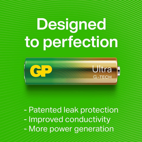 4x GP Ultra+ 9V Alkaline Batteries Long Lasting Power 6LR61 MN1604