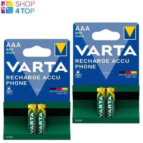 4x Varta AAA 800mAh Rechargeable NiMH Phone Batteries 1.2V HR03 LR03