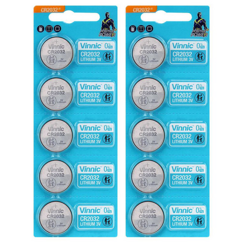 10 Vinnic Cr2032 Lithium Cell Batteries 3V Coin Button Dl2032 5Bl
