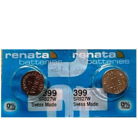2x Renata 399 SR927W 1.55V Silver Oxide Watch Batteries Swiss Made