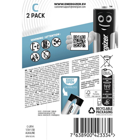6x Energizer Max Plus C LR14 Alkaline 1.5V Batteries Long Lasting Power