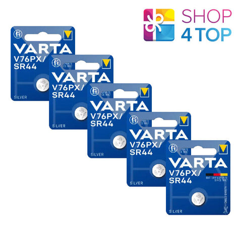 5 Varta V76Px Sr44 Batteries Silver 1.55V Coin Cell Watch 1Bl Blue NEW