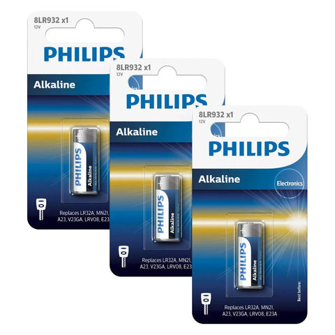 3x Philips 12V 8LR932 A23 MN21 Alkaline Batteries for Remote Key Fob