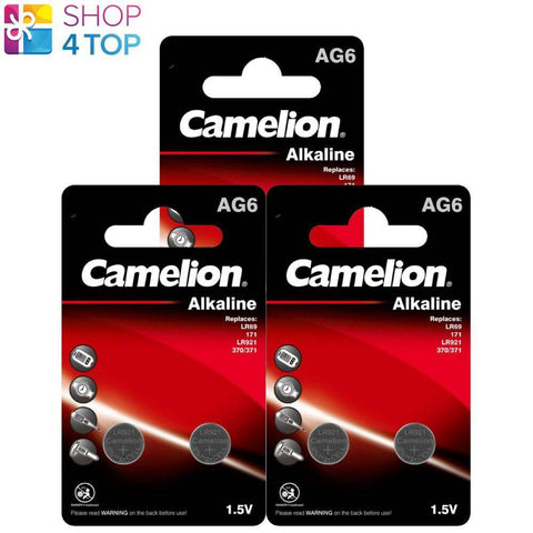 6 Camelion Lr921 Alkaline Batteries Lr69 371 No Mercury 1.5V 2Bl NEW