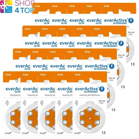 120x EverActive Size 13 PR48 Hearing Aid Batteries 1.45V Zinc Air