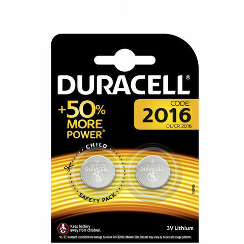 2x Duracell CR2016 3V Lithium Coin Cell Batteries DL2016 ECR2016