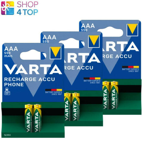 6x Varta Recharge Accu Power AAA 550mAh 1.2V NiMH Batteries
