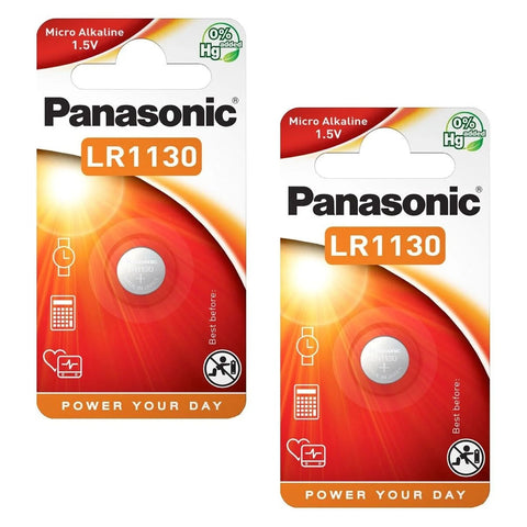 2x Panasonic LR1130 LR54 AG10 1.5V Alkaline Button Cell Batteries