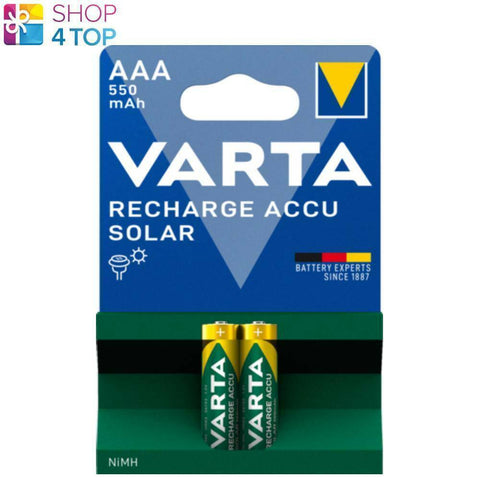 2x Varta Recharge Accu Solar AAA NiMH 550mAh 1.2V Batteries
