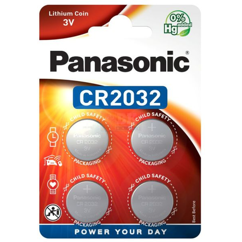 4x Panasonic CR2032 3V Lithium Coin Cell Batteries DL2032 ECR2032
