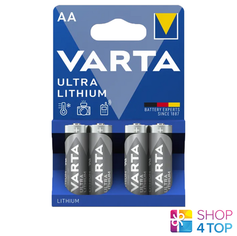 4x Varta Ultra Lithium AA 1.5V Batteries LR6 FR14505 Long Life