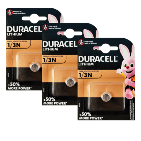 3x Duracell 1/3N 2L76 3V Lithium Batteries CR1/3N CR11108 DL1/3N