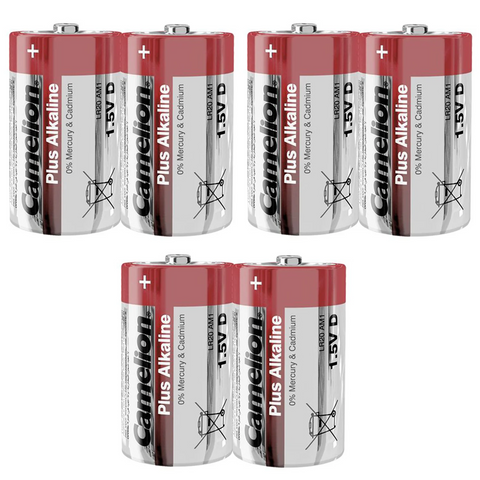 6x Camelion D Plus Alkaline D Batteries 1.5V LR20 MN1300 E95