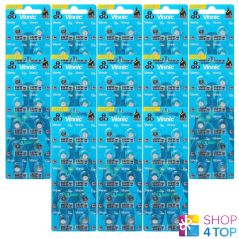 130x Vinnic L521 AG0 384 SR521W 1.5V Alkaline Watch Batteries