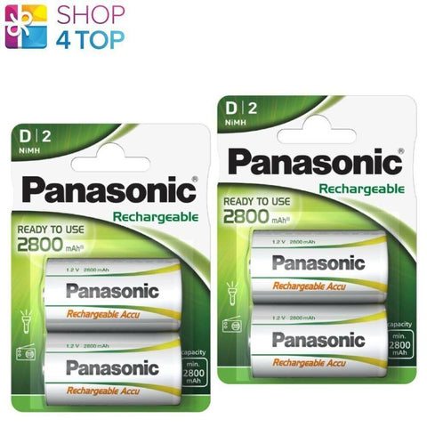 4x Panasonic D Rechargeable Batteries 2800mAh NiMH 1.2V Ready to Use