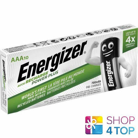 10 Energizer Accu Rechargeable Power Plus Aaa Hr03 Batteries 1.2V 700Mah NEW