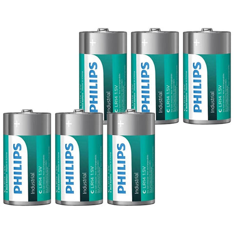 6x Philips Industrial C Batteries 1.5V LR14 Alkaline Bulk Pack