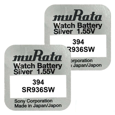 2x Murata 394 SR936SW Silver Oxide 1.55V Watch Batteries Japan