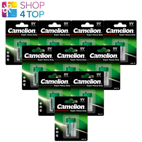 10x Camelion 9V Batteries Zinc Carbon Super Heavy Duty Long Life 6F22