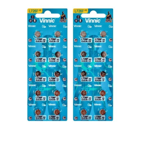 20x Vinnic L726 1.5V Alkaline Button Cell Batteries AG2 SR726 Watch