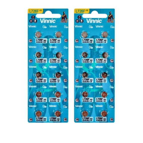 20x Vinnic L726 1.5V Alkaline Button Cell Batteries AG2 SR726 Watch