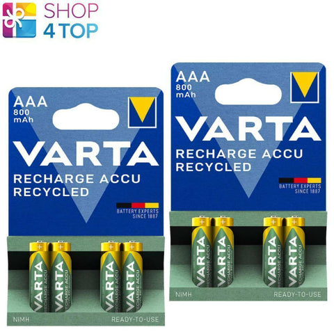 8x Varta AAA 800mAh NiMH Recharge Accu Recycled 1.2V Batteries