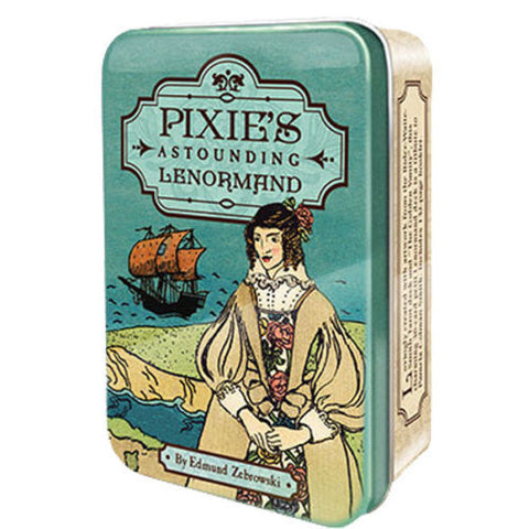 Pixie Astounding Lenormand Tarot Deck 36 Cards Tin Box + Velvet Bag
