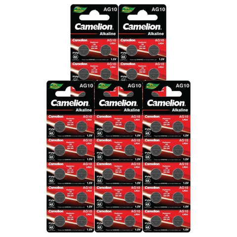 50x Camelion LR1130 AG10 Alkaline 1.5V Button Cell Batteries