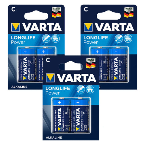 6x Varta Longlife Power C LR14 1.5V Alkaline Batteries