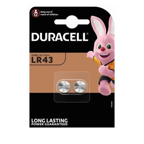 2x Duracell LR43 1.5V Alkaline Button Cell Batteries AG12 G12