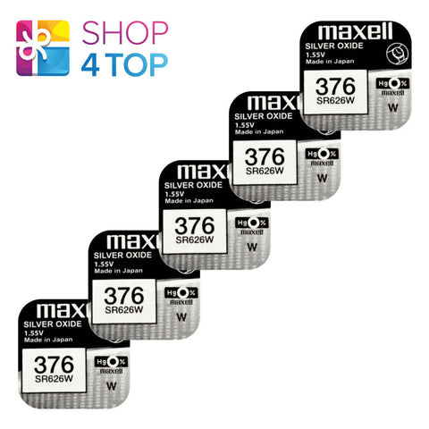 5x Maxell 376 SR626W Silver Oxide 1.55V Watch Batteries