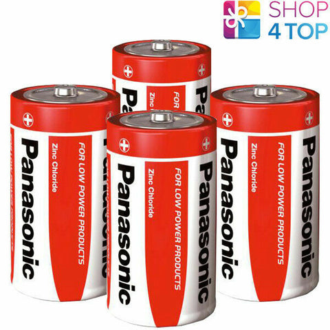 4x Panasonic D LR20 1.5V Zinc Carbon Batteries R20 MN1300 Mono E95