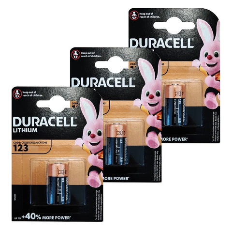 3x Duracell CR123 Lithium 3V Batteries DL123A 123A for Cameras & Flash