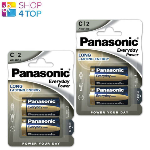 4 Panasonic C Everyday Power Alkaline Batteries Long Lasting Energy 2Bl 1.5V NEW