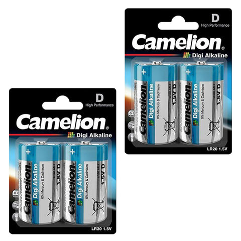 4x Camelion D LR20 Digi Alkaline 1.5V Batteries for High Drain Devices