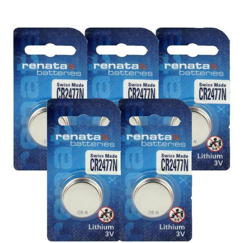 5x Renata CR2477N 3V Lithium Coin Cell Batteries Swiss Made CR2477