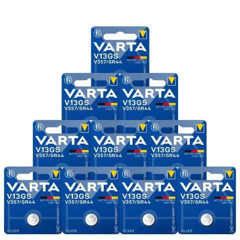 10x Varta V13GS V357 SR44 1.55V Silver Alkaline Button Cell Batteries