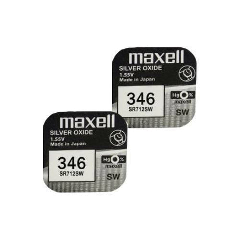 2x Maxell 346 SR712SW 1.55V Silver Oxide Watch Batteries Made in Japan