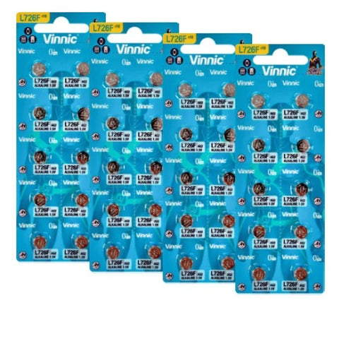 40x Vinnic L726 1.5V Alkaline AG2 396 Button Cell Watch Batteries