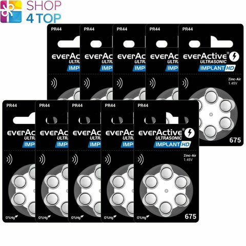 60x EverActive 675 Zinc Air Hearing Aid & Implant Batteries 1.45V PR44