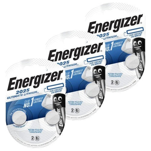 6x Energizer CR2025 3V Lithium Coin Cell Batteries DL2025 Watch Remote
