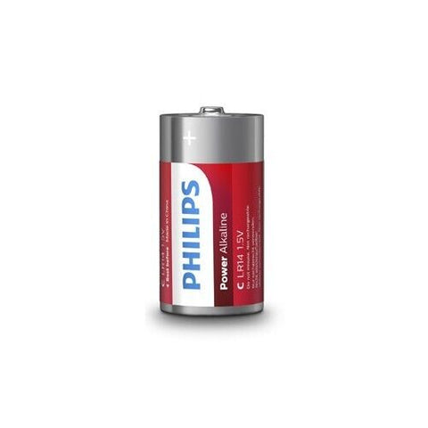 6x Philips Power Alkaline C LR14 1.5V Batteries for Toys & Electronics