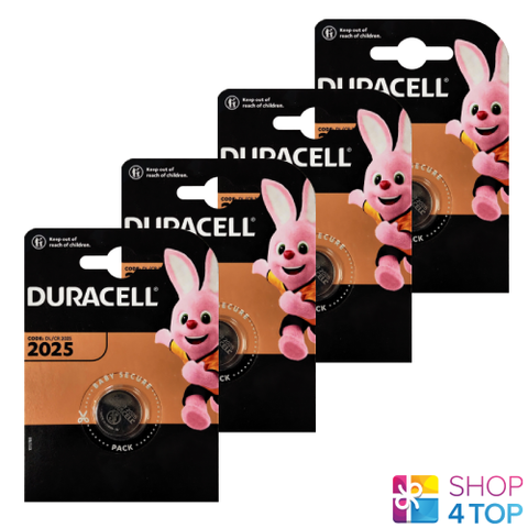 4 Duracell Cr2025 Lithium Batteries 1Bl 3V Dl2025 NEW