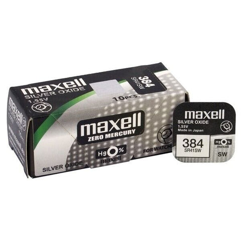2 Maxell 384 392 Sr41Sw Batteries Silver Oxide 1.55V Watch Battery