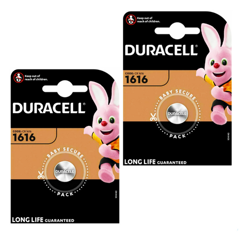 2x Duracell CR1616 3V Lithium Coin Cell DL1616 ECR1616 Watch Battery