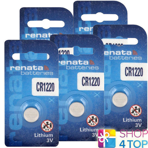 5x Renata CR1220 3V Lithium Coin Cell Button Batteries for Watch Key Fob