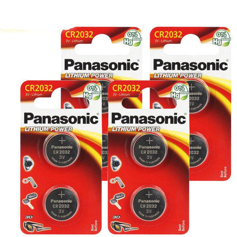 8x Panasonic CR2032 3V Lithium Coin Cell Batteries DL2032 ECR2032