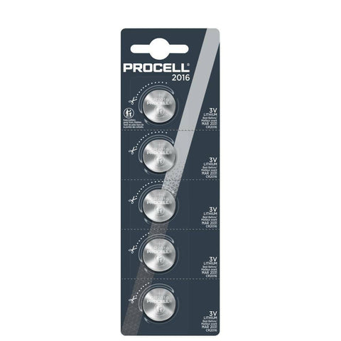 5x Duracell Procell CR2016 3V Lithium Coin Batteries for Watches